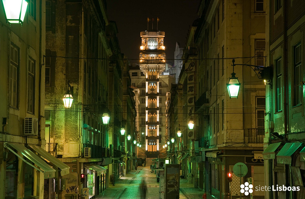 Imagen del Elevador de Santa Justa realizada por Nuno Cardal, publicada en su libro "Lisboa Iluminada" y cedida a sieteLisboas.