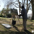 Fotografía del pintor japonés Minoru Nagashima, tomada en el Jardín do Torel, por sieteLisboas.